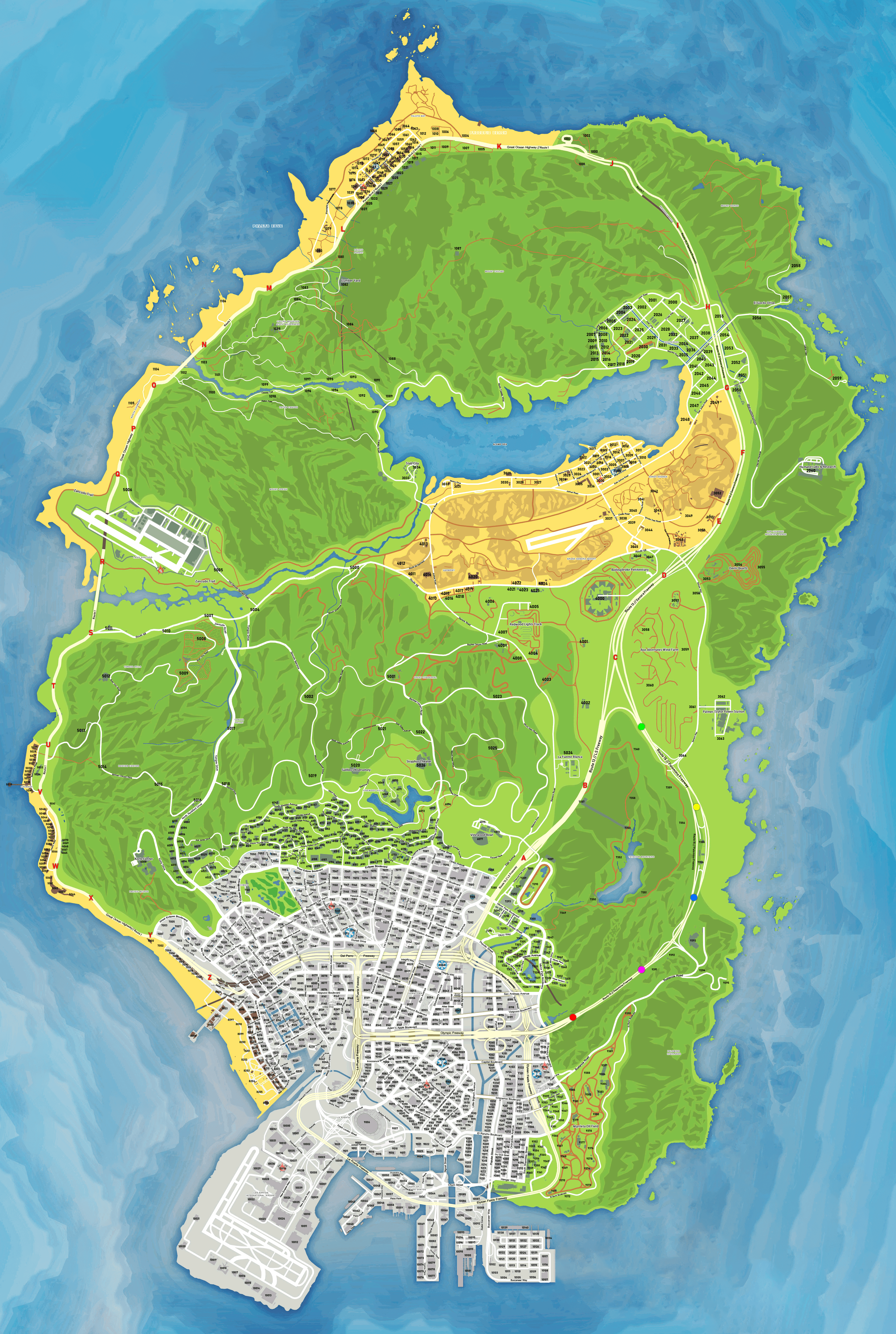 Mapa de Los Santos con numeración de casas